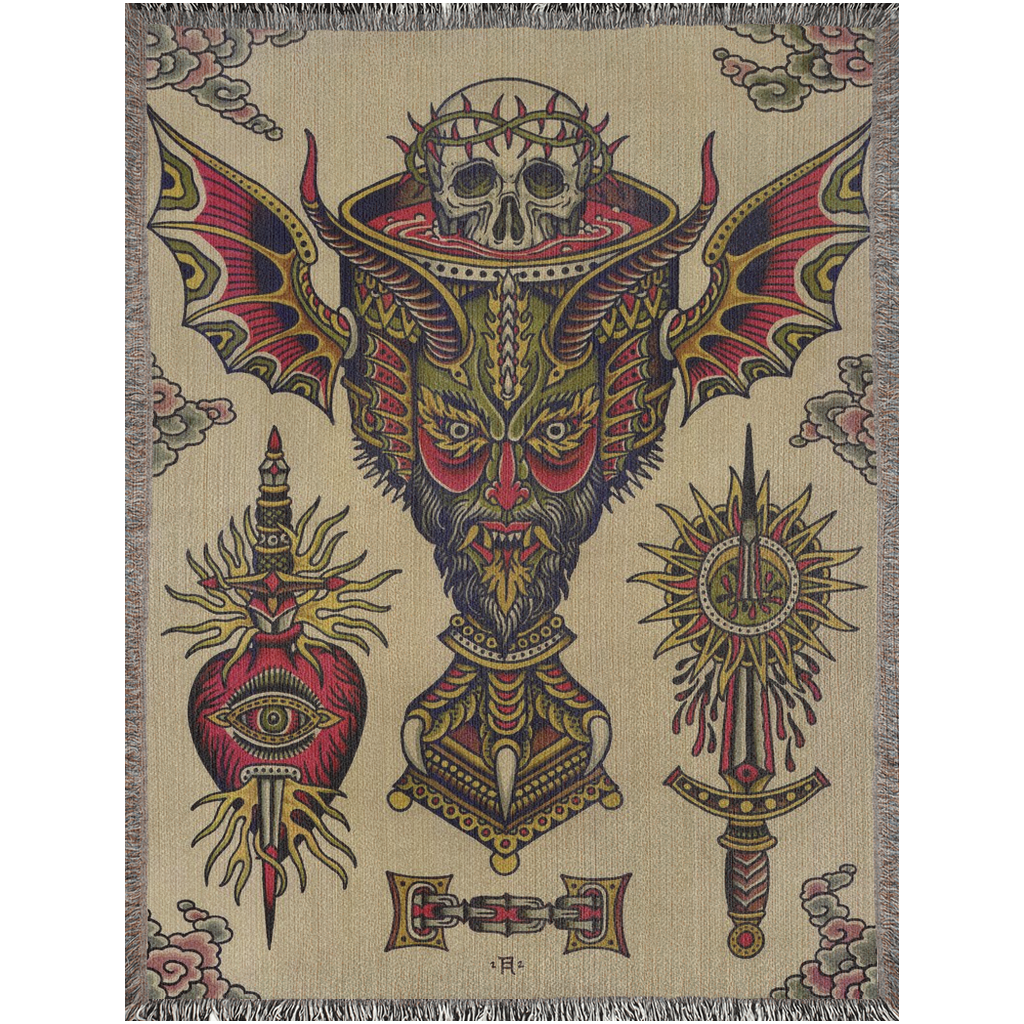 Bryan Randolph's Eternal Suffering Blanket showcasing detailed tattoo art.