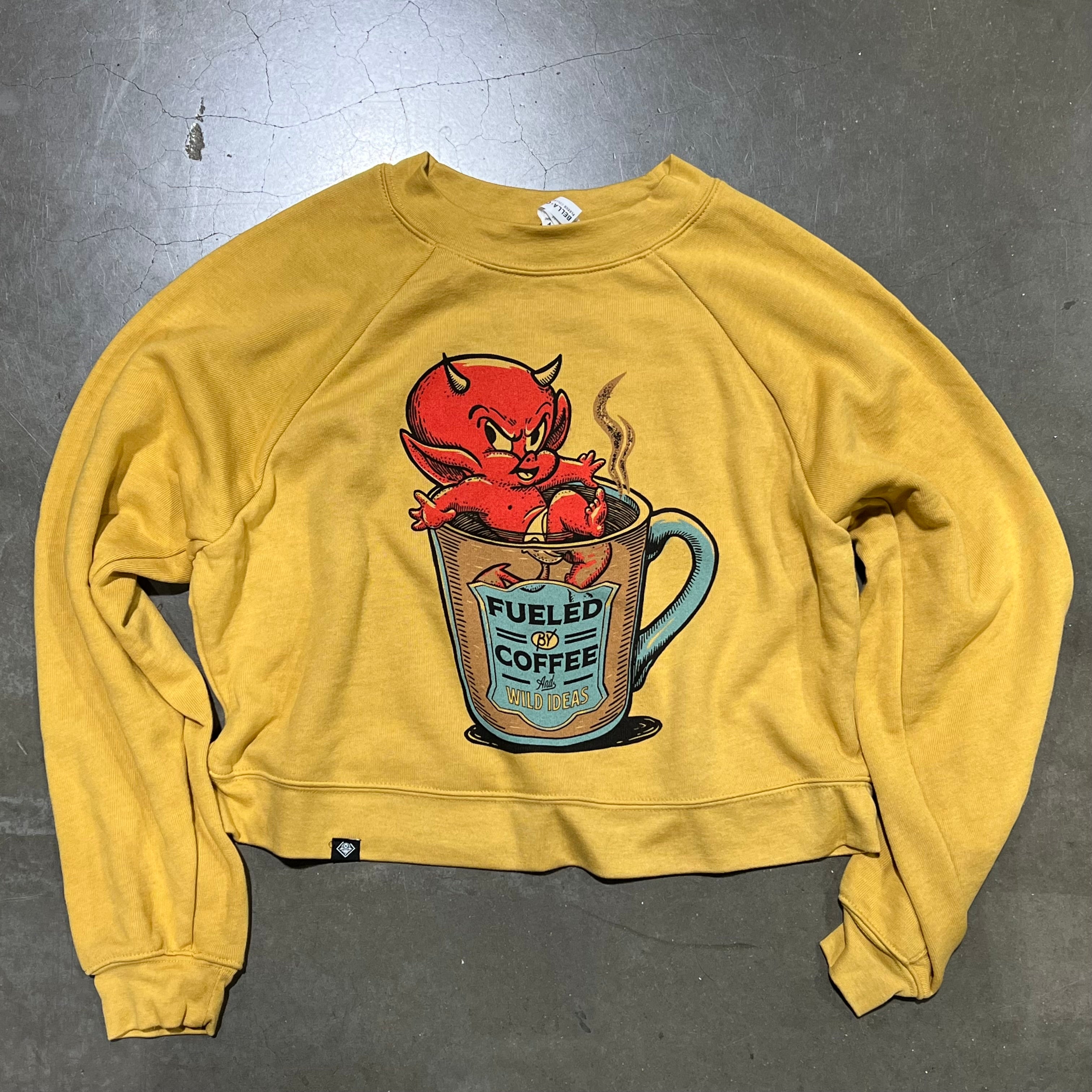 Side/back view of Hot Coffee Crop Tee showcasing fabric and fit