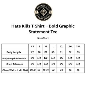 Side view of Hate Kills T-Shirt highlighting the soft, vintage feel of the fabric.