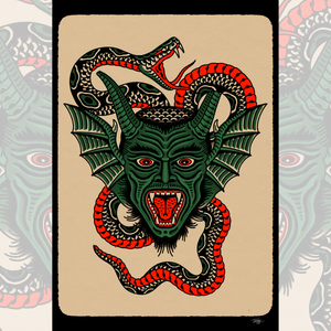 Devil’s Little Helper enamel pin by Mindzai – front view 1.5″ soft enamel.