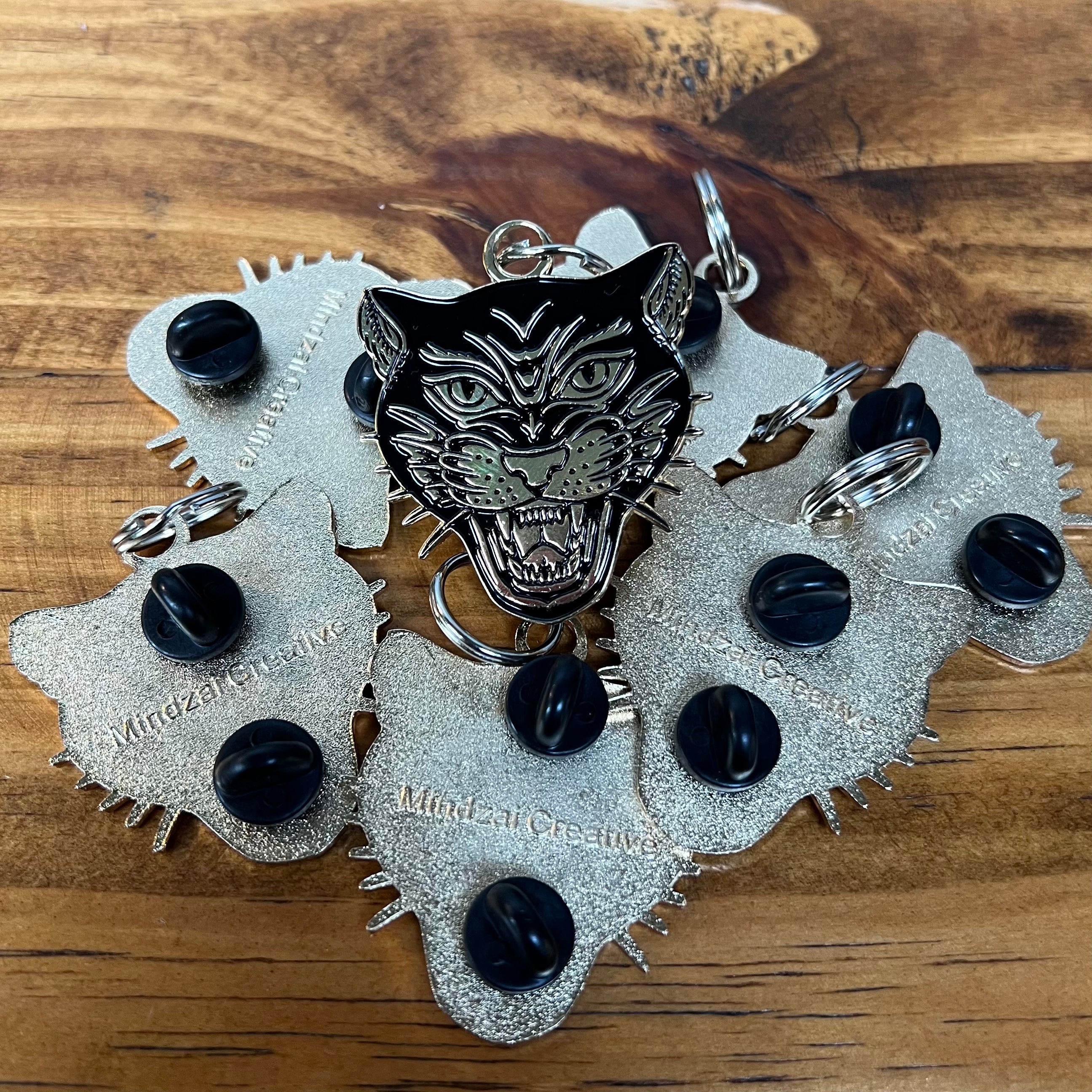 Side view of Panther Pull Pin highlighting double-post closure and rubber back.