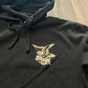 Close-up of Speed Tiger Style Hoodie showing embroidered tiger head on the chest.