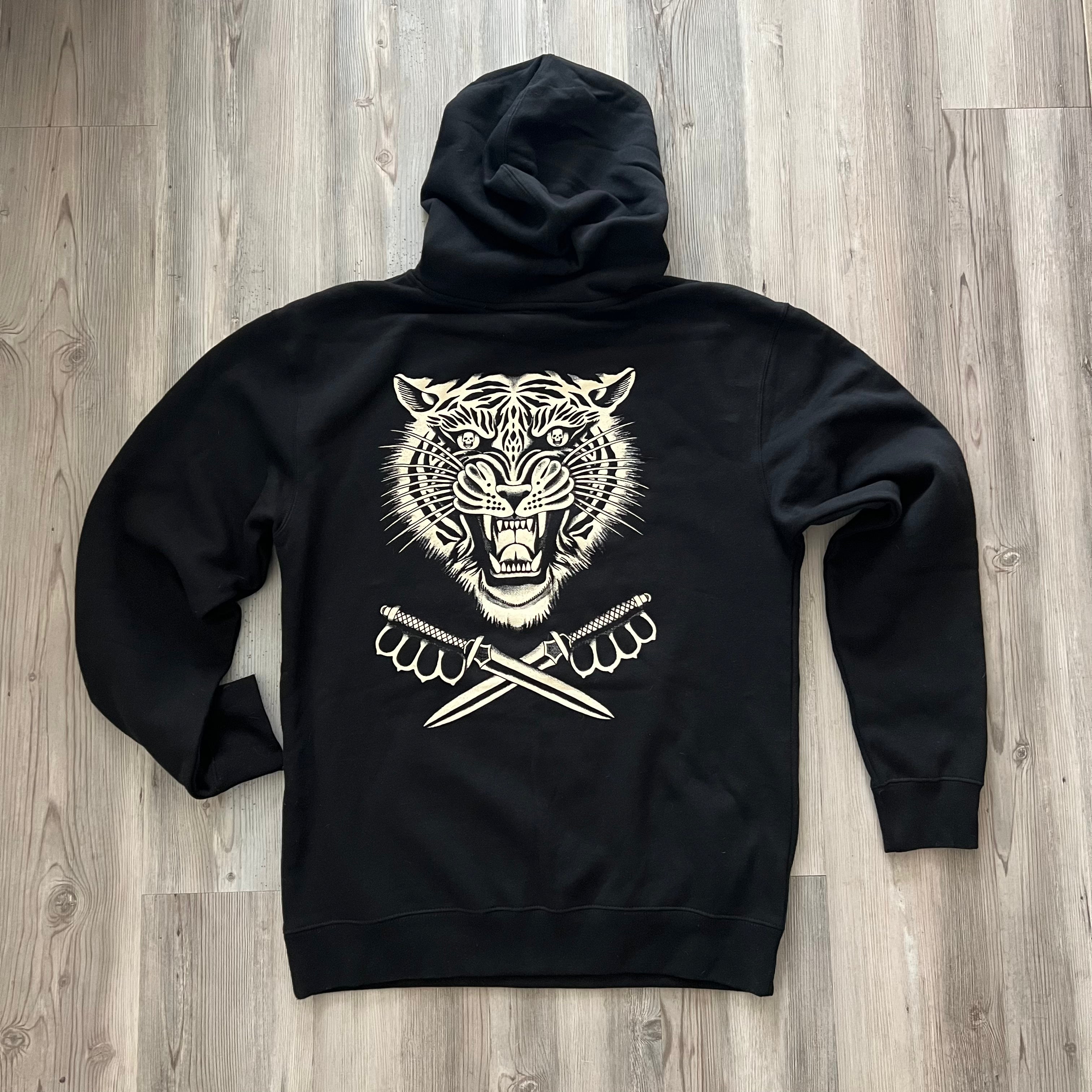 Speed Tiger Style Hoodie worn by model showcasing front and back graphics.