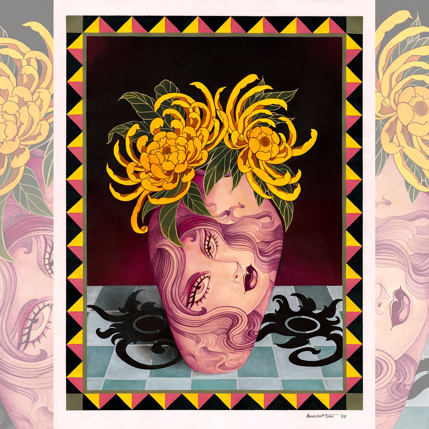 Close-up of Luna Honors' Parapraxis Subtletie giclée print.