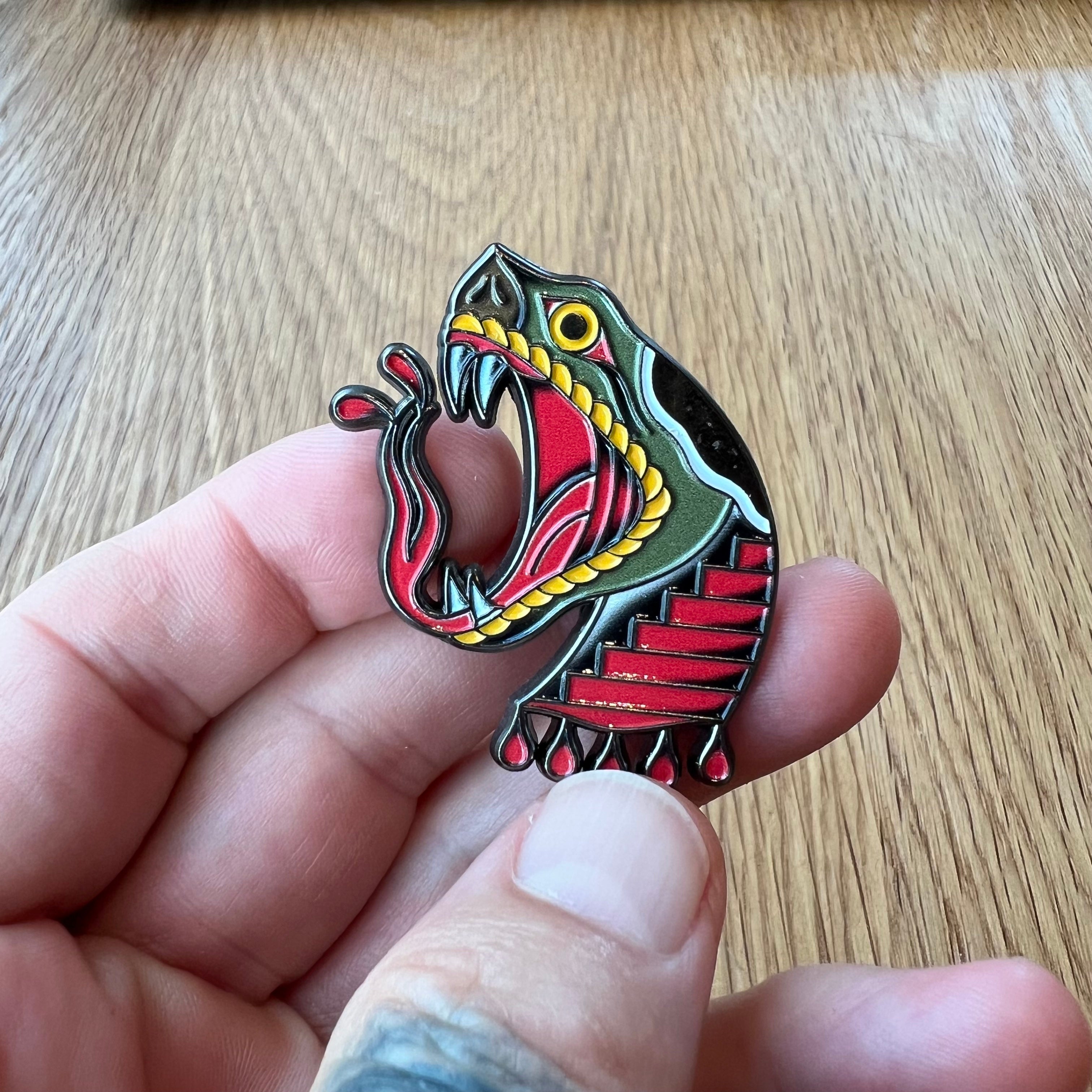 Portal Snake Pin product card and packaging – Mindzai Apparel accessory.