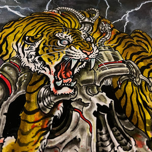 Tech Dependency print by Tim Lehi framed and displayed on wall.