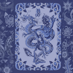 Texture shot of 100% acid-free cotton paper used in “Blue Ryu” giclée print.