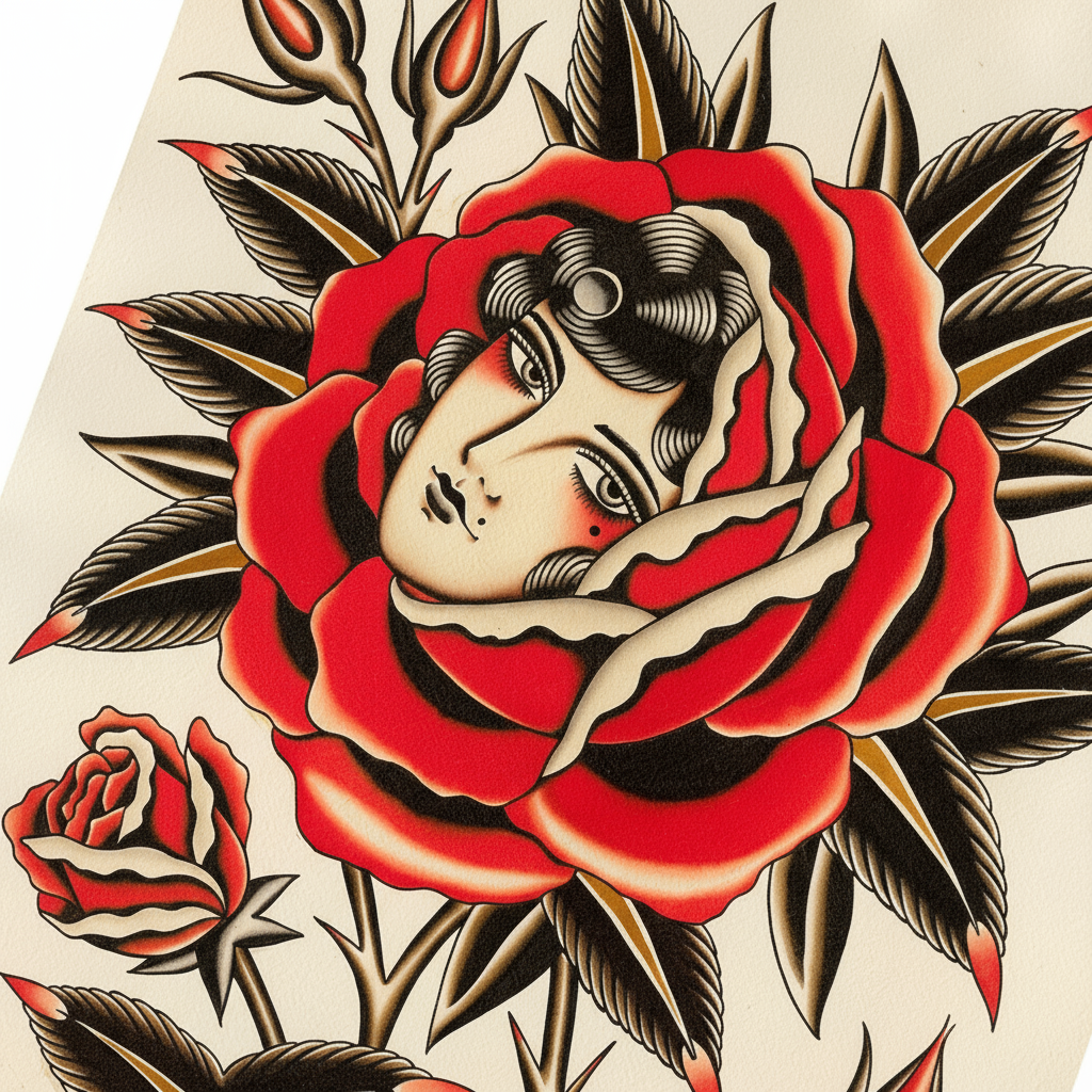 “Donna Dentro Rosa” portrait art by Gaia Leone printed on fine archival paper.