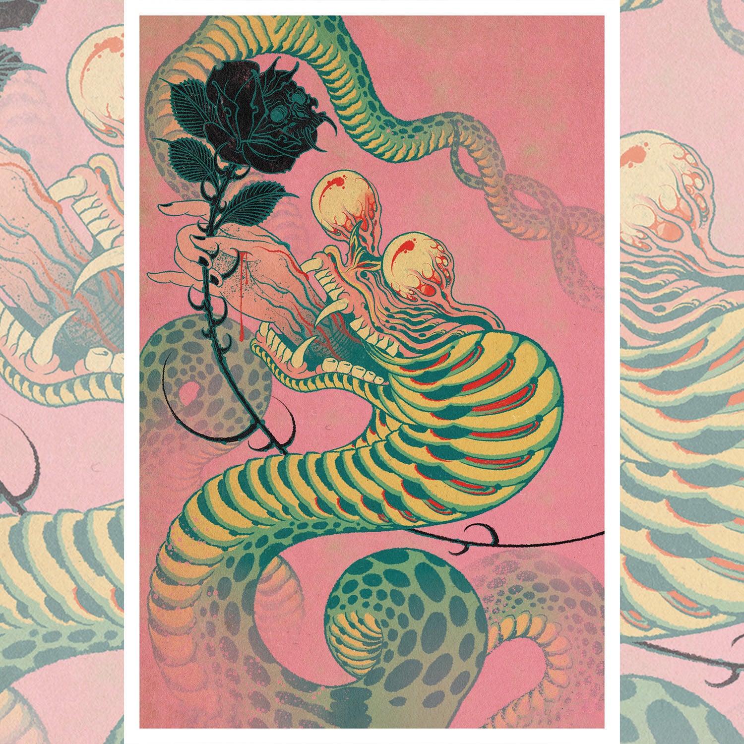 Front view of 'Vomit' giclée print by The Sepp on 12" x 18" 300gsm Epson Cold Press paper.