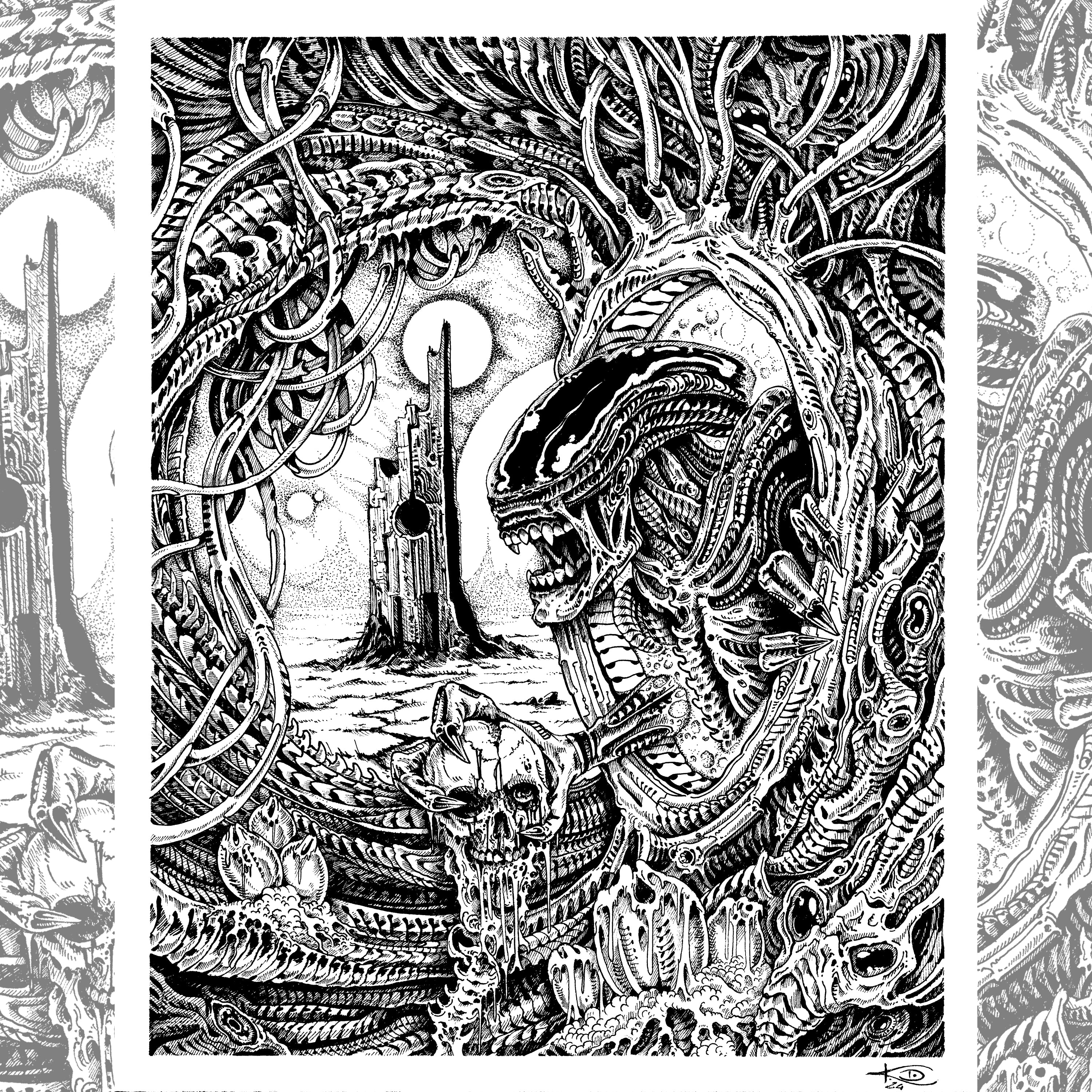 Klem Diglio Xenomorph Art Print – Limited edition giclée print featuring sci-fi artwork.