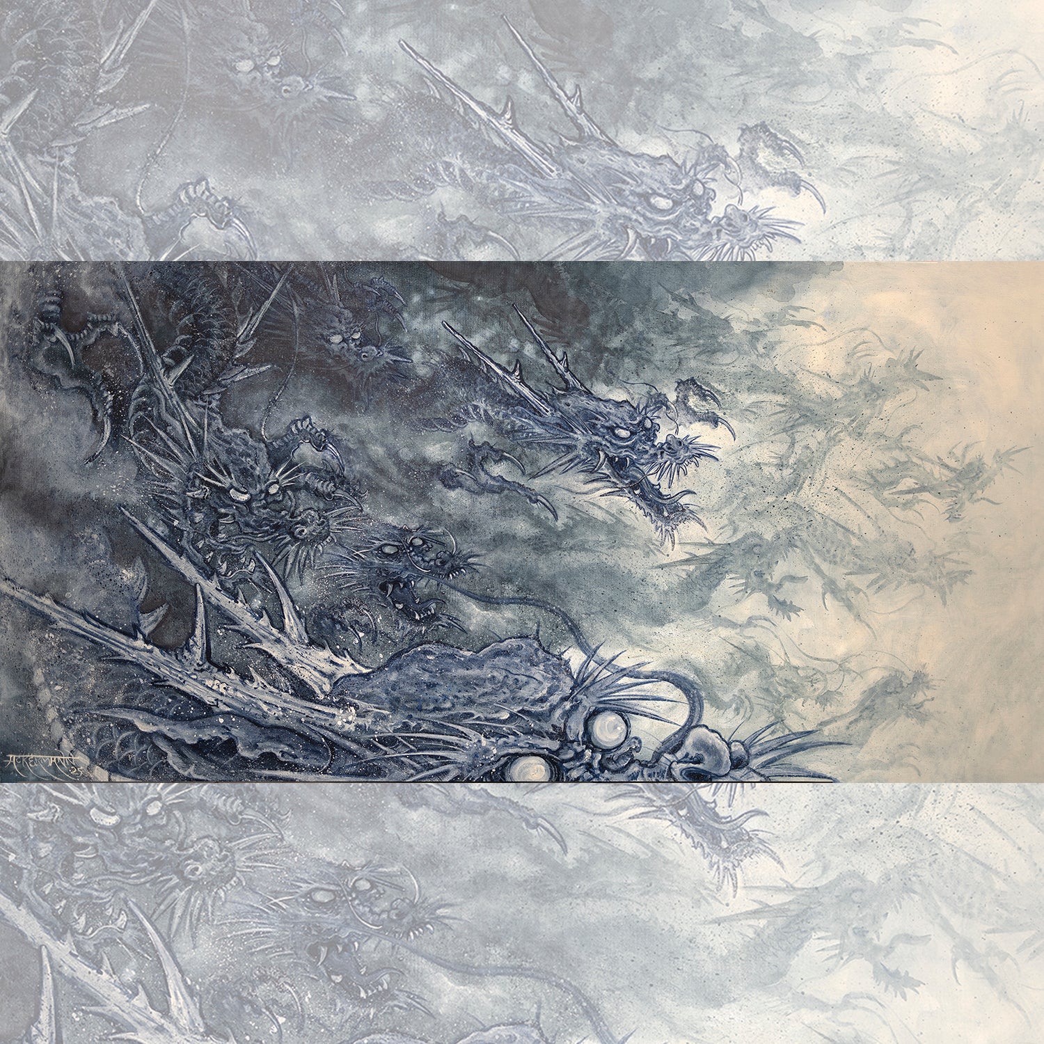 Close-up of Jojo Ackerman's Dragon Canvas showcasing intricate dragon design.