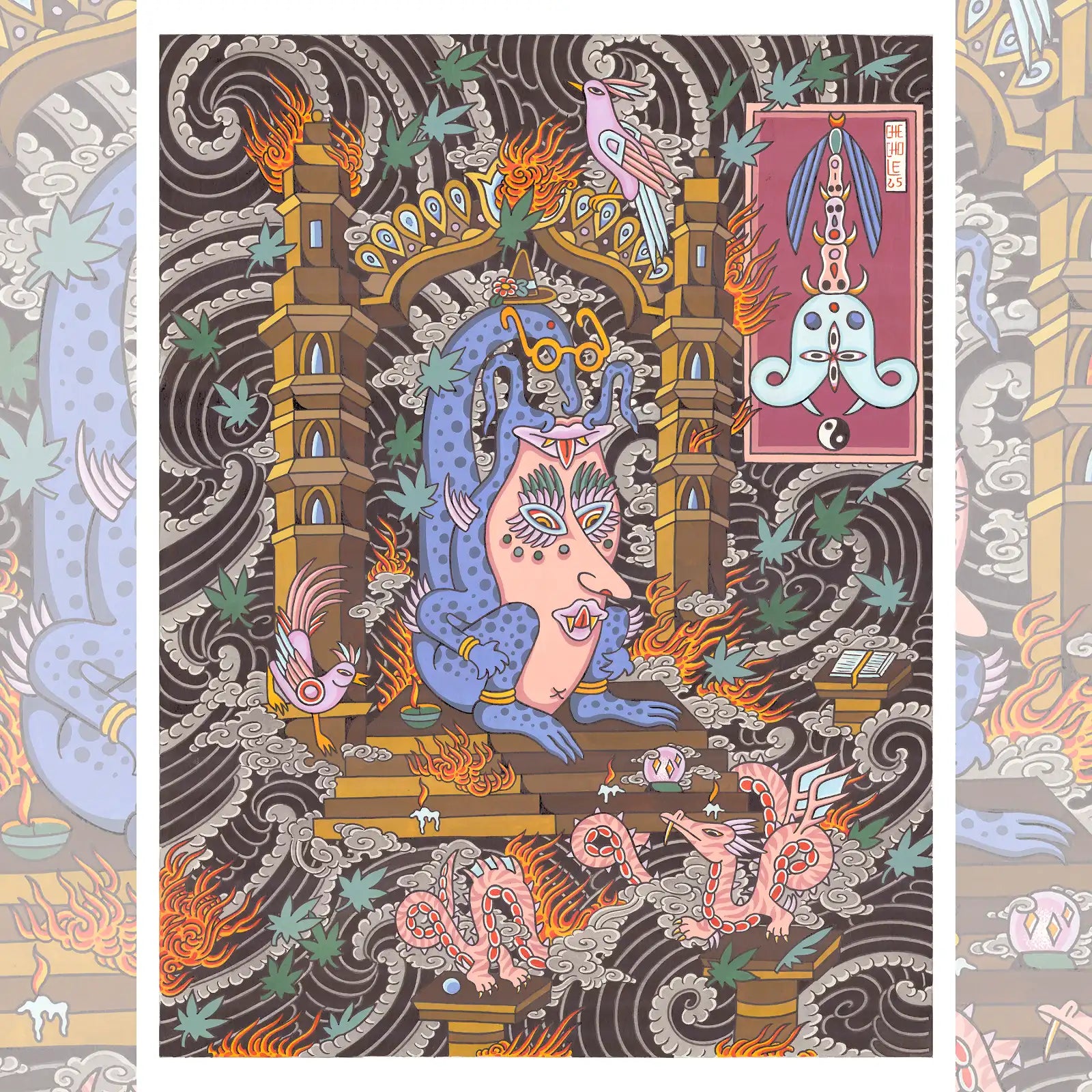 'The Wizard' giclée art print by Che Cho Le, featuring vibrant tattoo-inspired design on 18" x 24" 340gsm acid-free cotton paper.