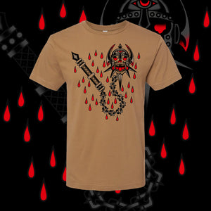 Hate Kills T-Shirt – Bold tattoo-inspired graphic tee in vintage coyote brown.