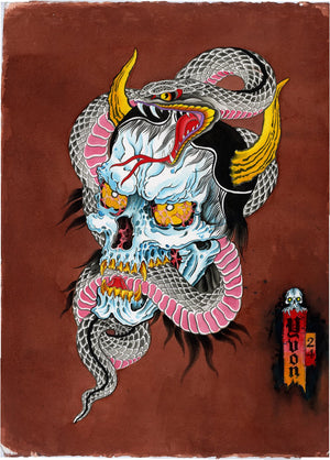 Close-up of Untitled print by Chris Yvon on textured cold press paper.