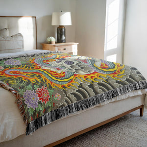 Fringed edge cotton throw