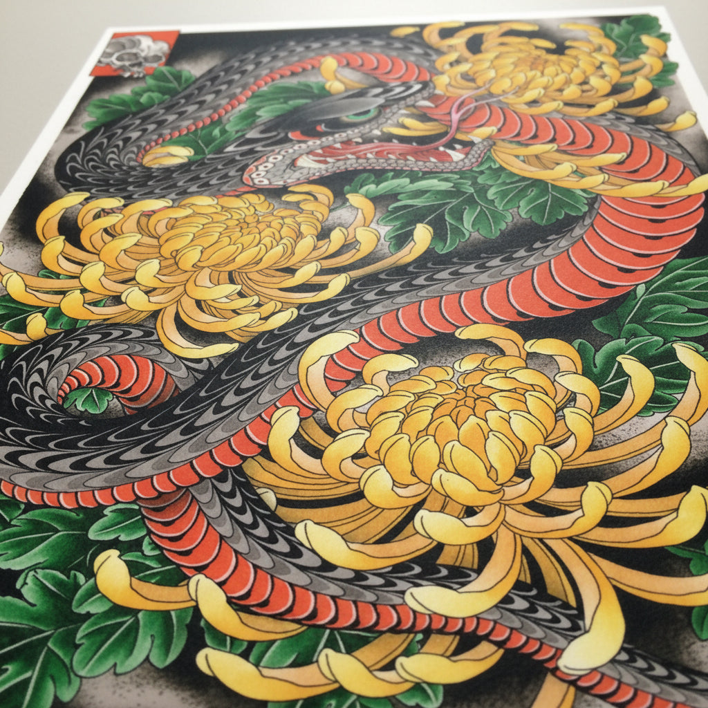 Ryan Ussher - Snake & Chrysanthemums