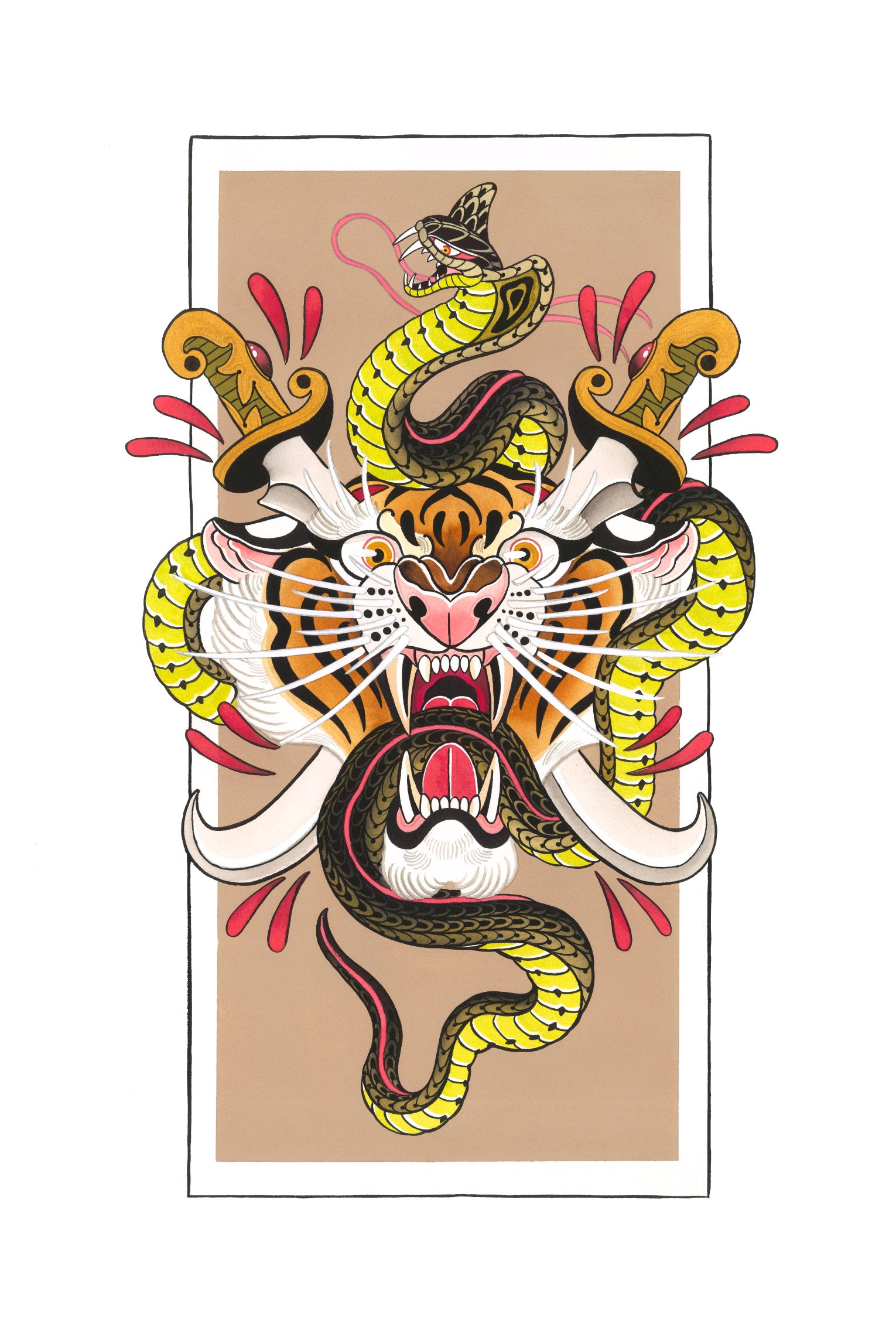 sword and skull tattoo design