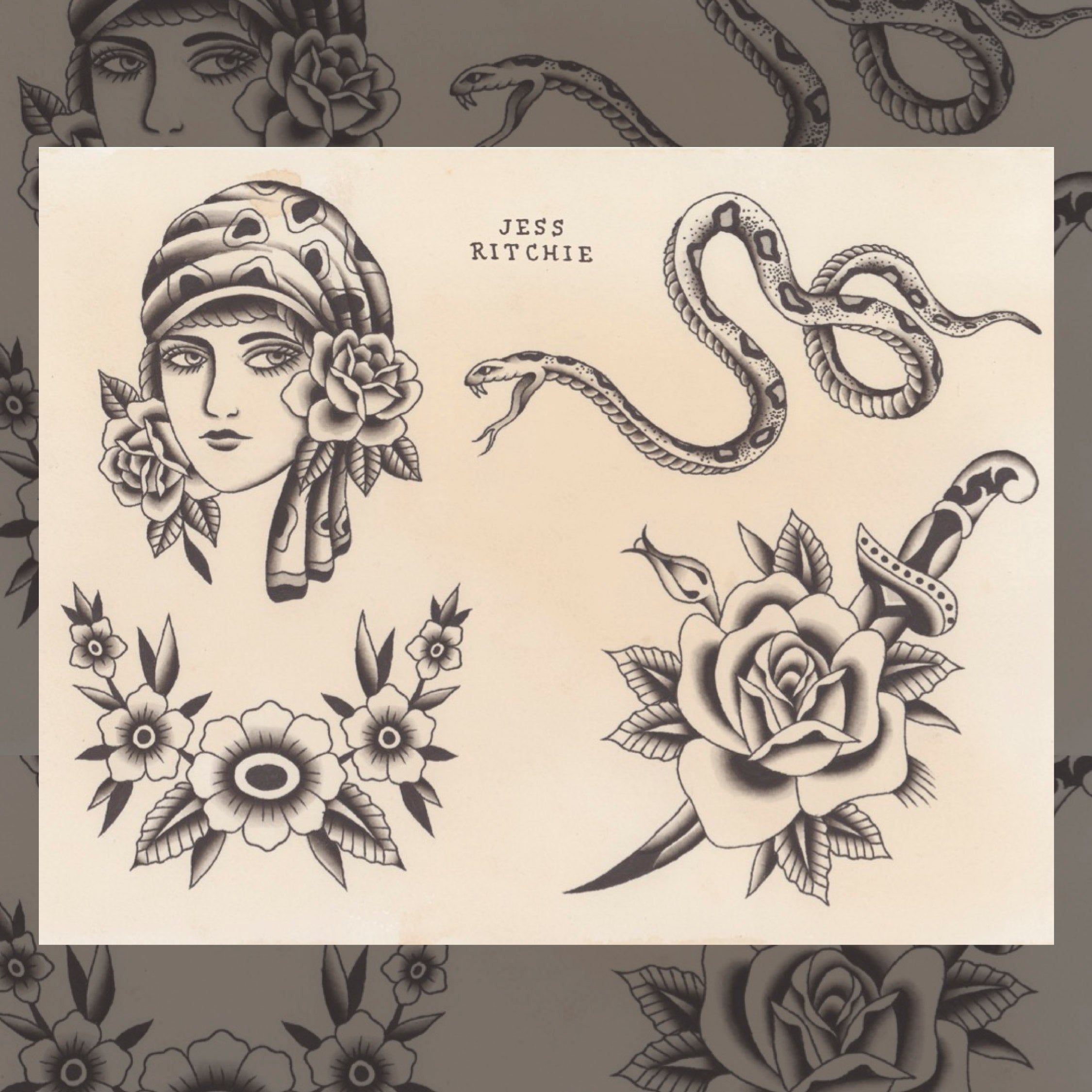 Flash sheet tattoo designs