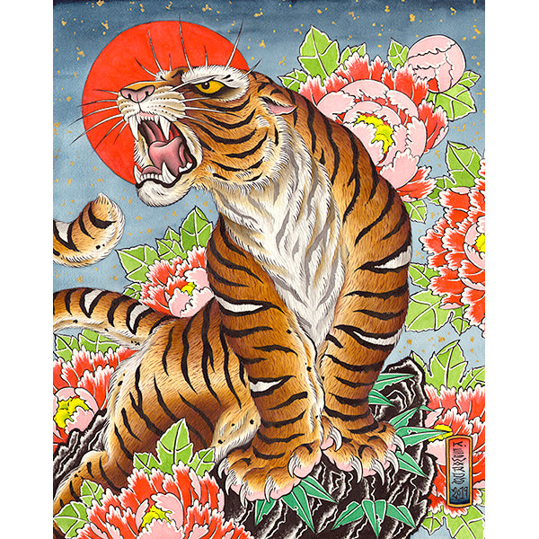 floral tiger painting