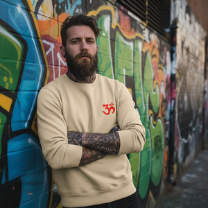 Hem and cuff detail on Mindzai sweatshirt graphic crewneck.