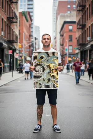 Full 18×24 inch “Flying Tiger” giclée print by Giacomo Pompei displayed flat.