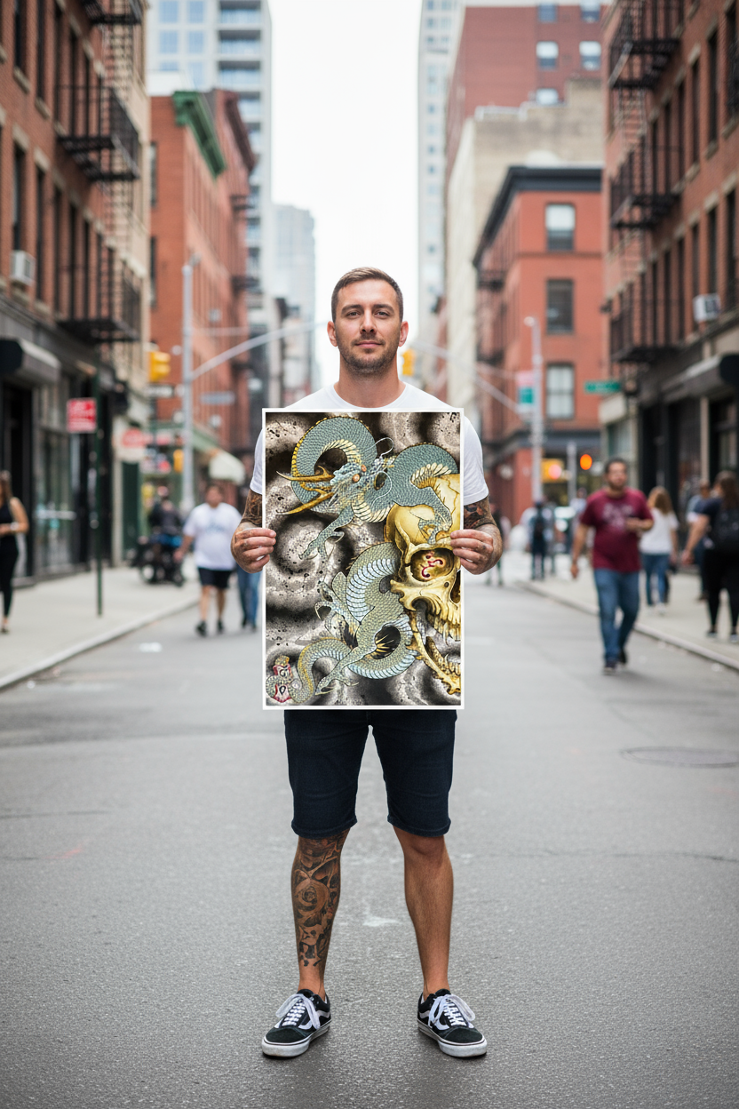 Full 18×24 inch “Flying Tiger” giclée print by Giacomo Pompei displayed flat.