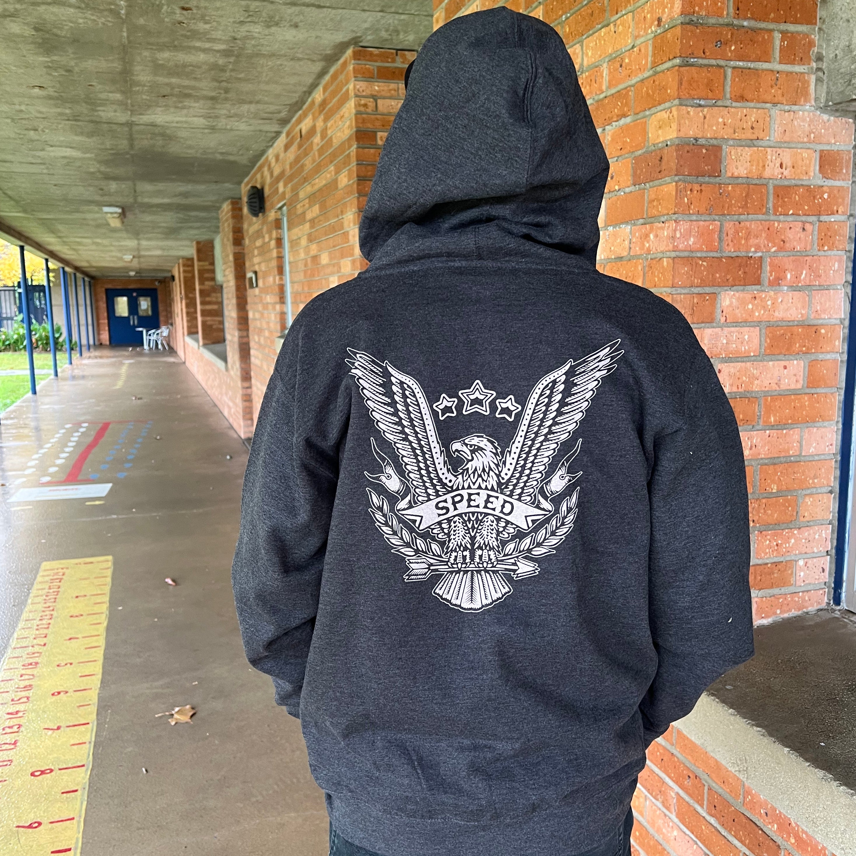 Speed Eagle Zip Hoodie back