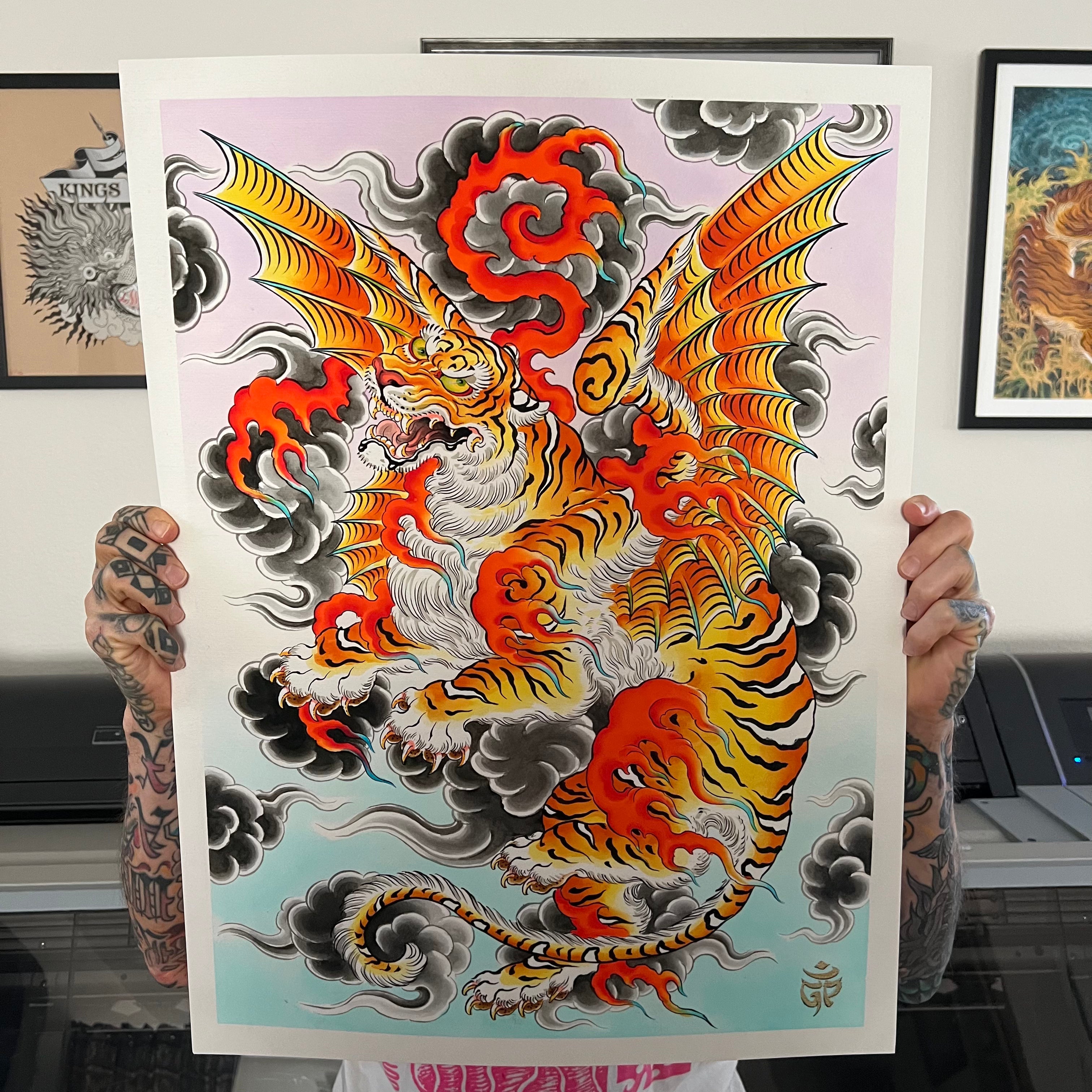 winged tiger illustration