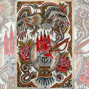 WEBEagleHand tattoo design showing a detailed eagle landing on a hand with intricate feather and hand linework, symbolizing freedom and protection.