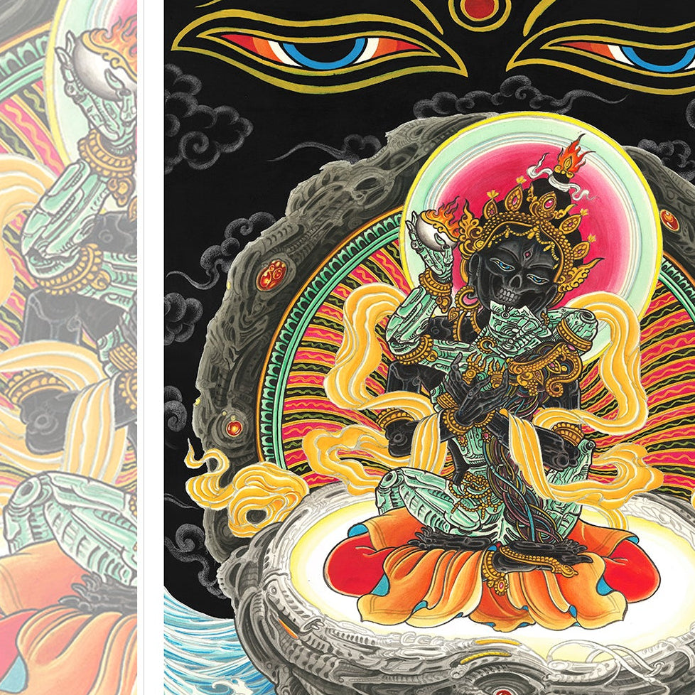 Wrathful Heruka giclée print by Klem Diglio showing fierce deity figure