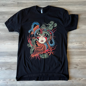 Baroness T-Shirt displayed flat – black shirt with detailed tattoo-style artwork.