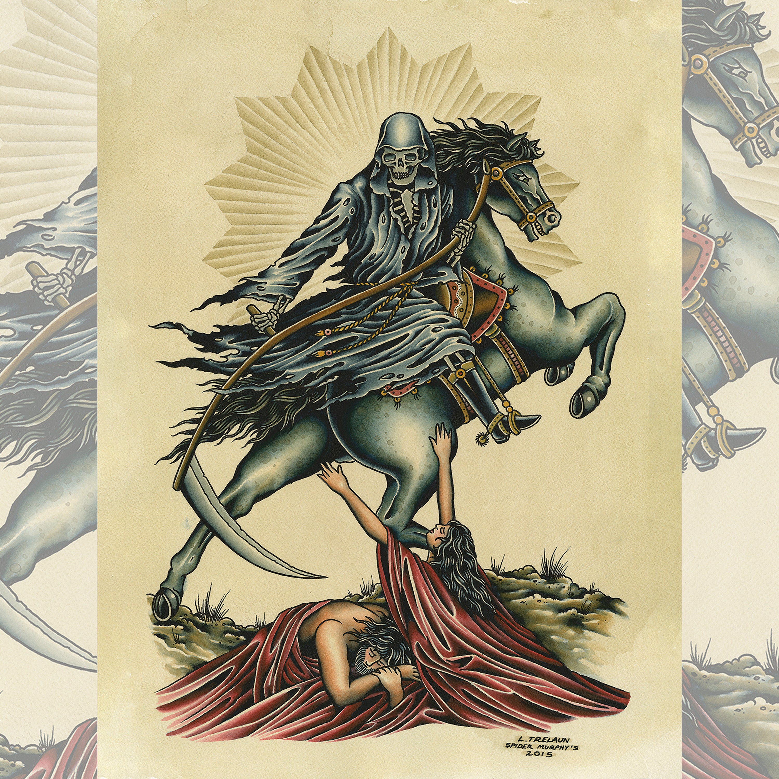 The Horseman Print – Traditional Tattoo Art by Laurent Trelaun