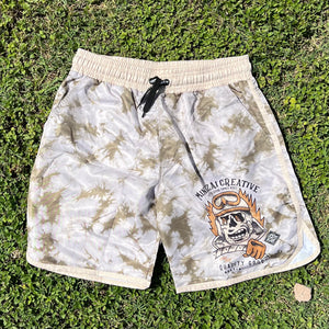 skull print board shorts