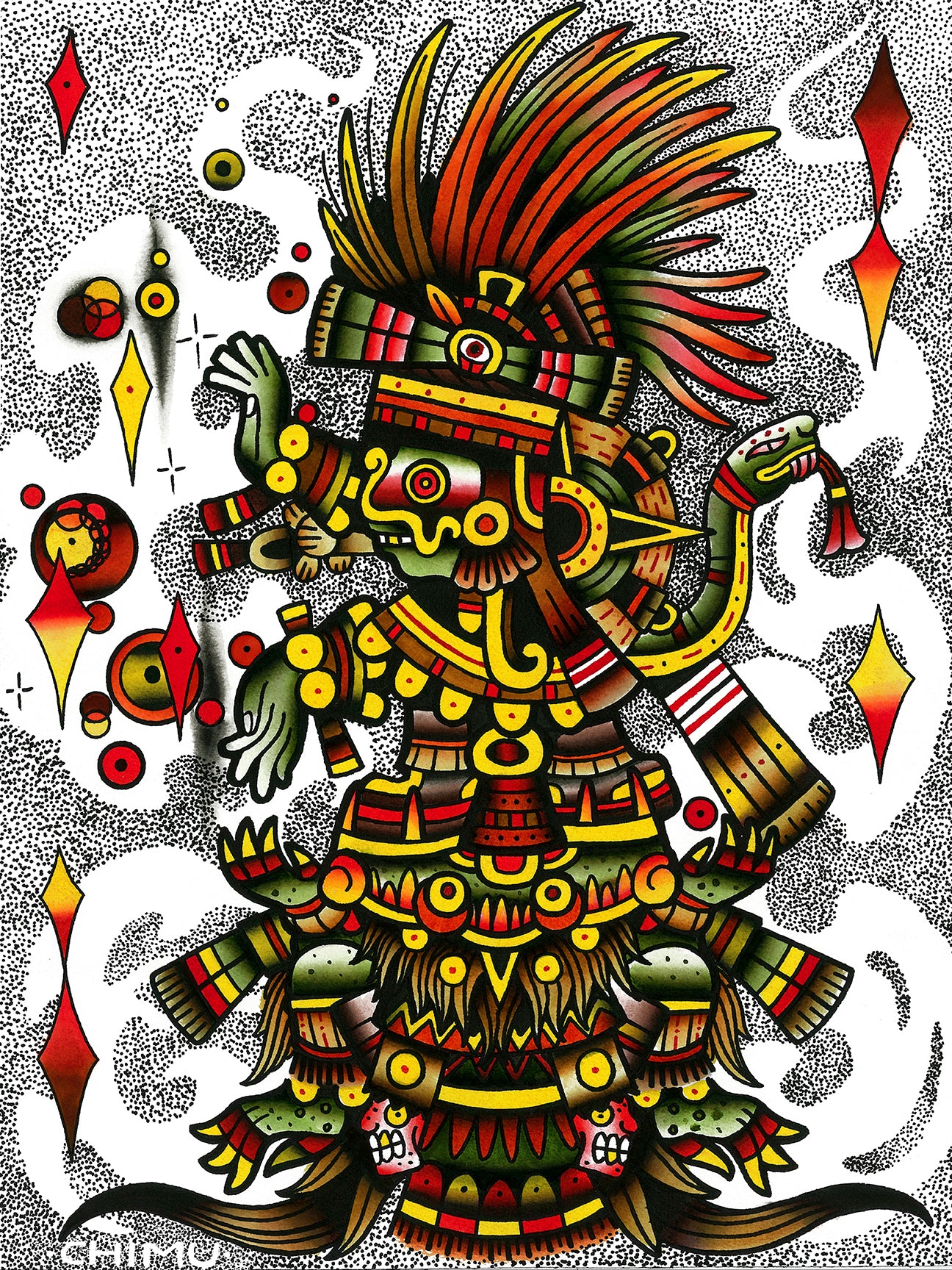 Tlāloc by Chimu Grigio – Limited Edition Art Print – Mindzai Apparel