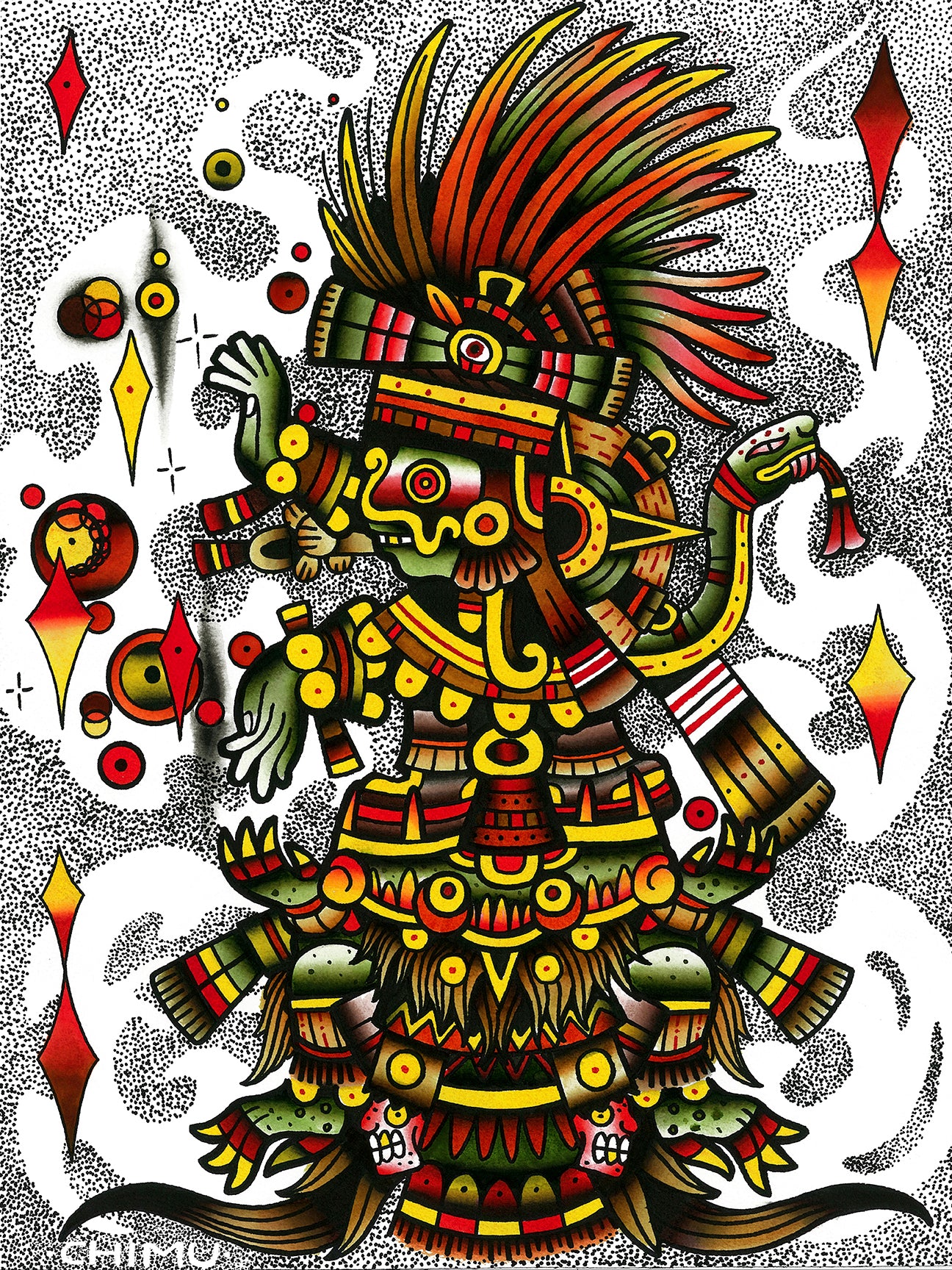 Aztec deity wall art