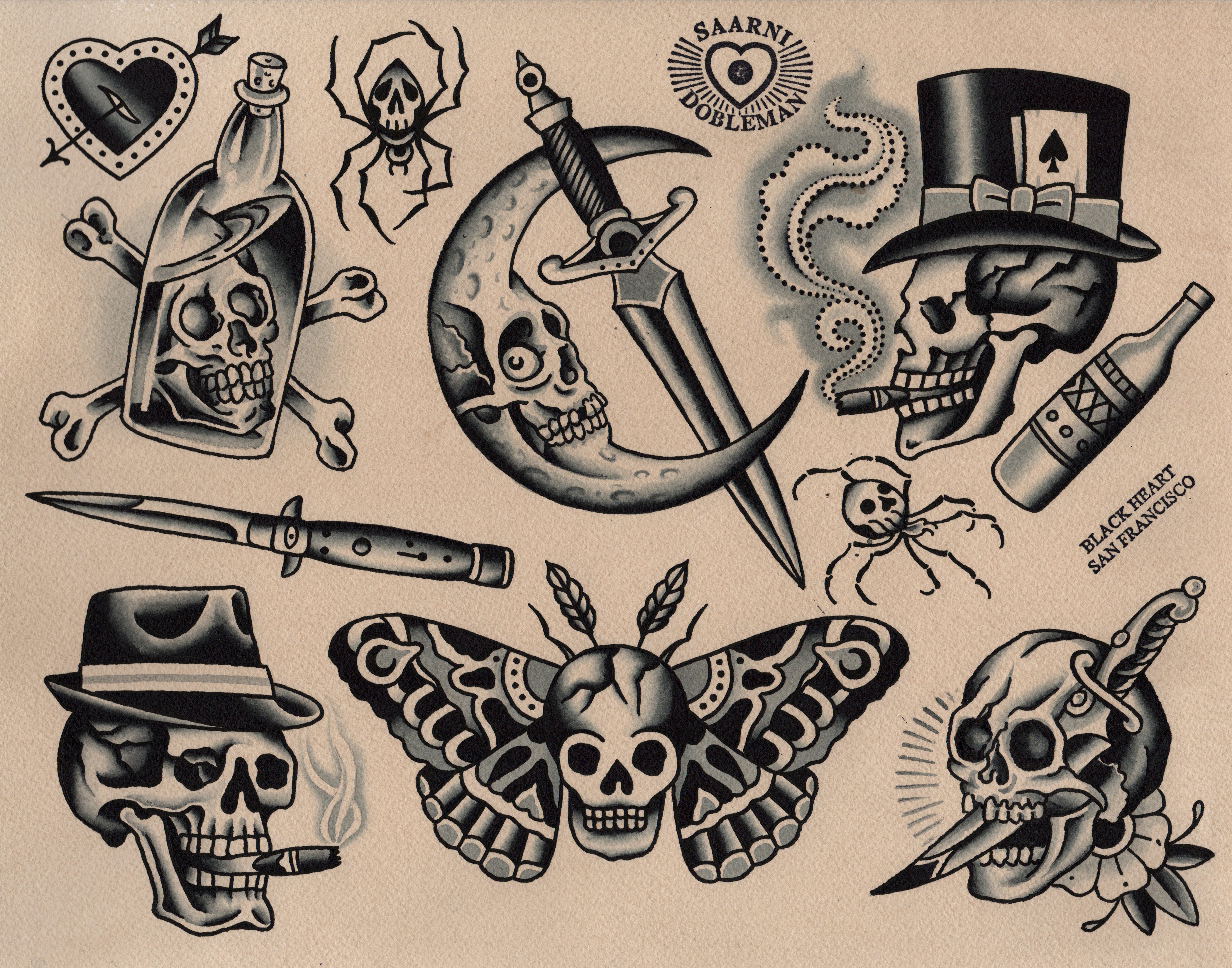 Dobleman x Saarni – Exclusive Tattoo Flash Art Bundle – Mindzai