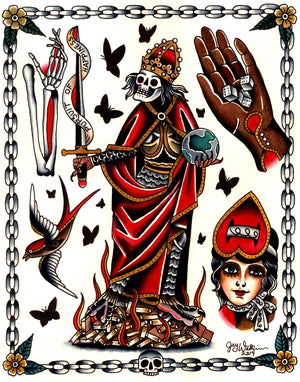 watercolor skeleton art