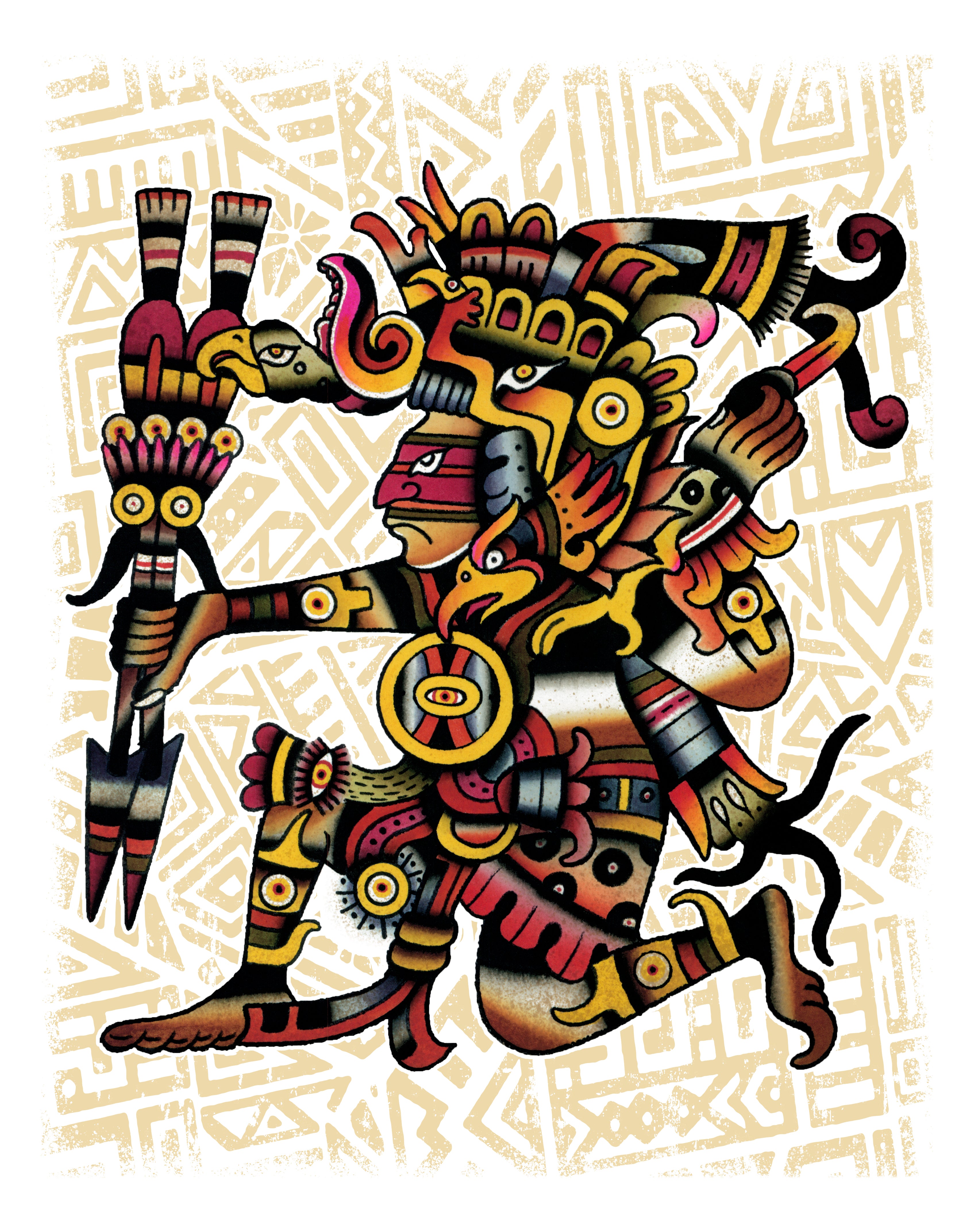 drawings of aztec warriors